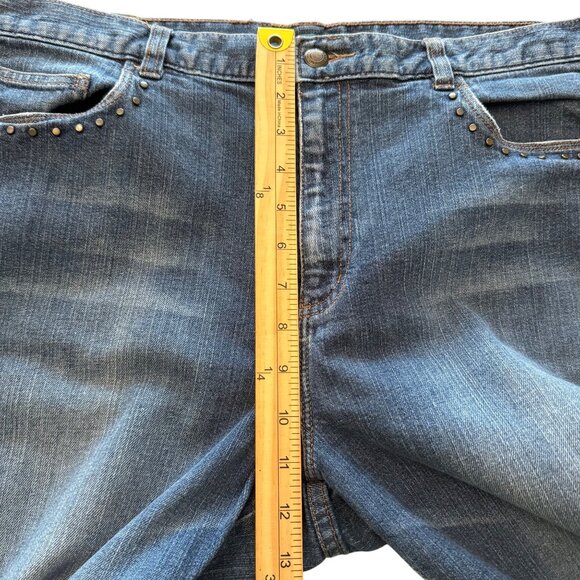 Lauren Jeans Co Ralph Lauren Womens Studded Flare Denim Jeans Size 14 (36x28) - Picture 8 of 13